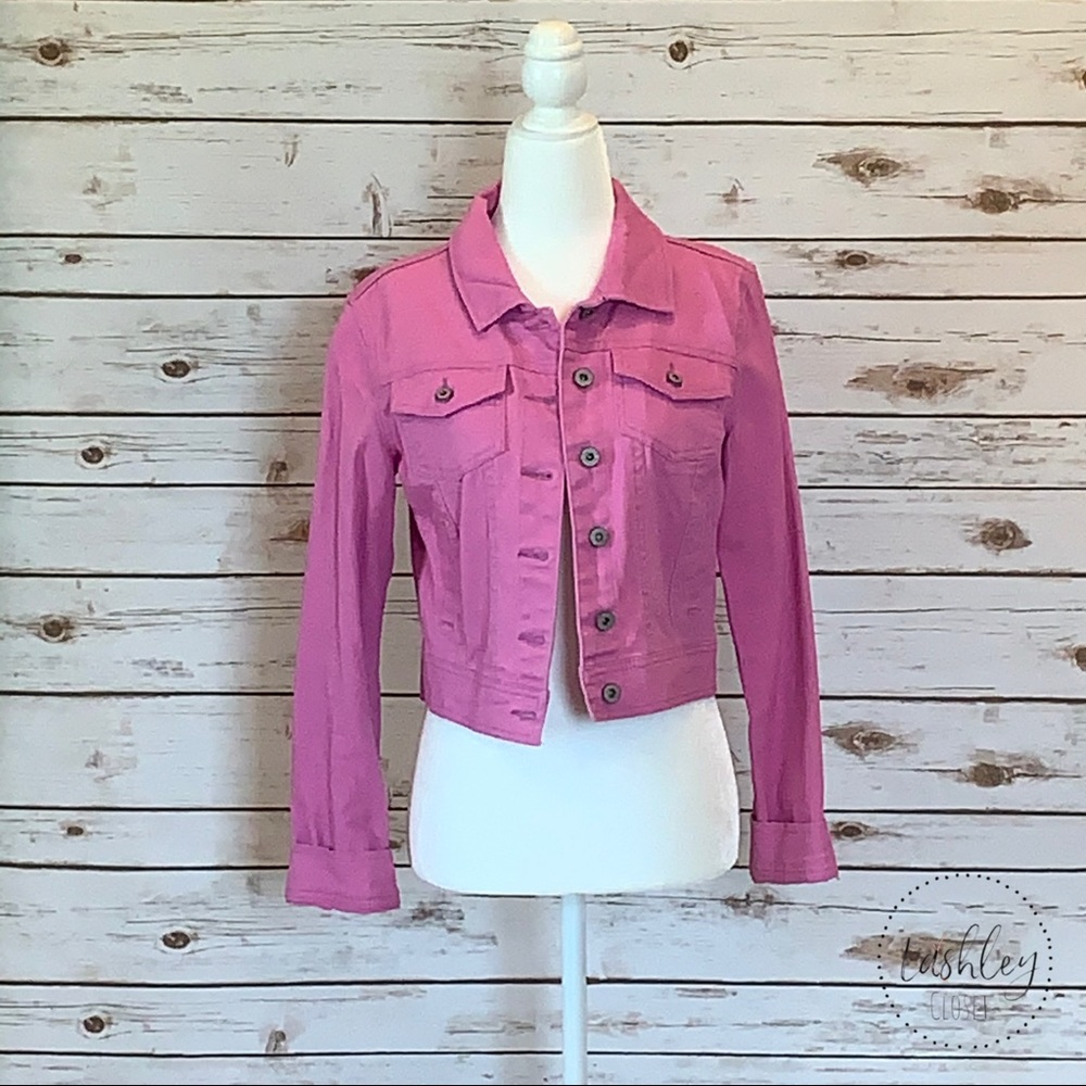 RED CAMEL PINK DENIM JACKET WITH POCKETS
